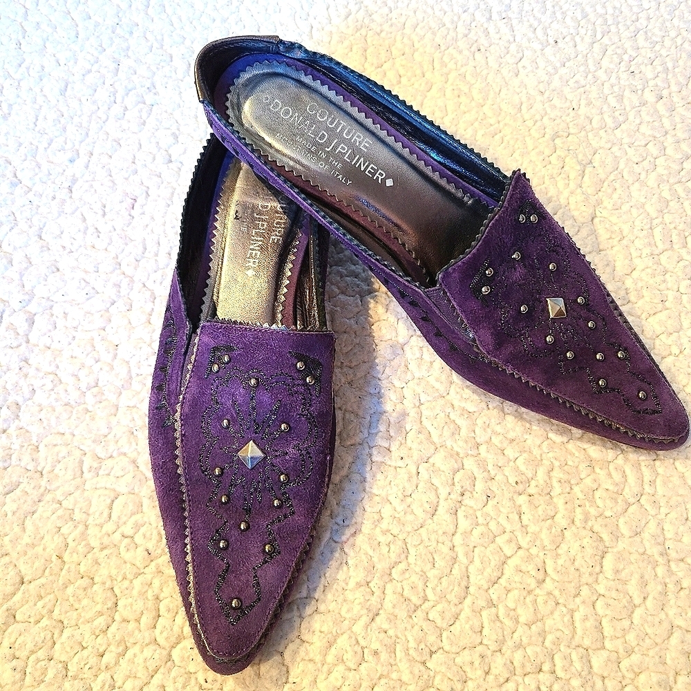 Donald J. Pliner Couture purple suede mules